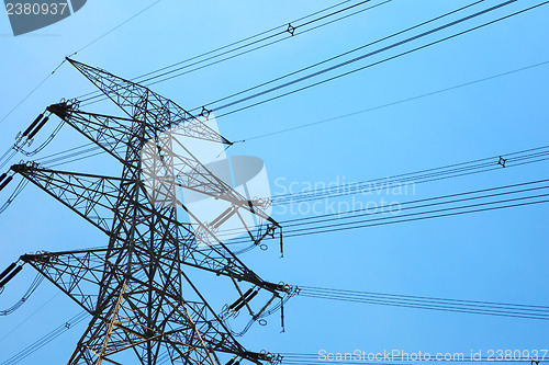 Image of Powerline under blue sky