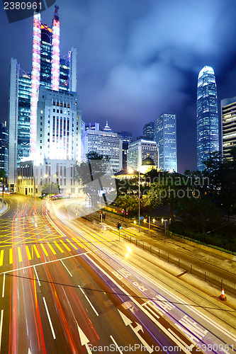 Image of Traffic in city at night