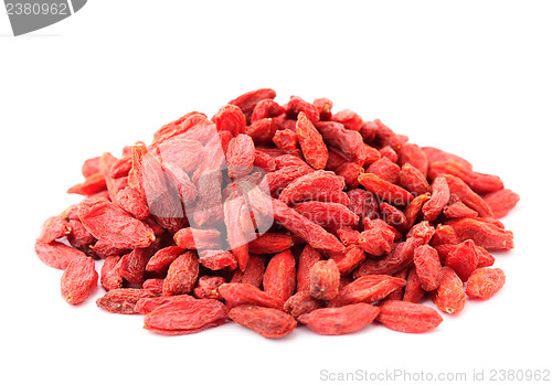 Image of Heap of dried goji isolated on white background