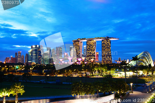 Image of Singapore skyline at night