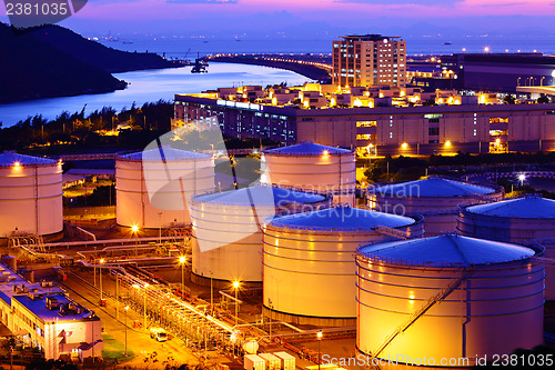 Image of Oil tank during sunset