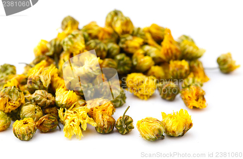 Image of Dried chamomile flower isolated on white background