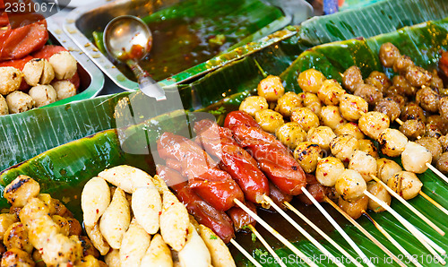 Image of Thailand style grilled food on street