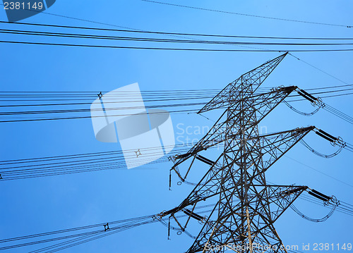 Image of Powerline under blue sky