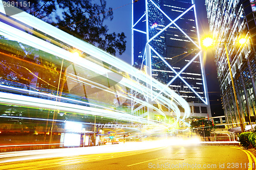 Image of Traffic trail at night in Hong Kong