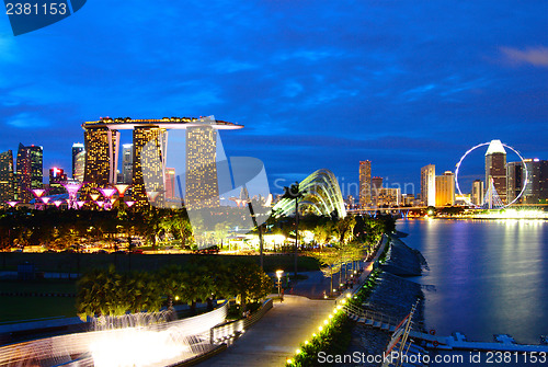 Image of Singapore skyline at night