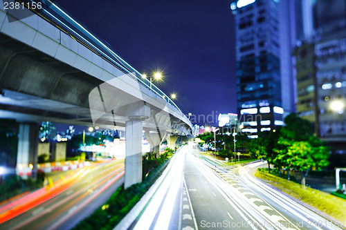 Image of Traffic in city at night