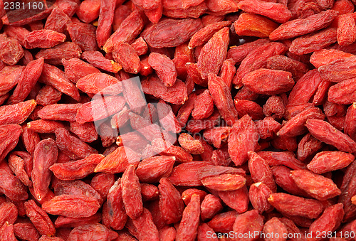 Image of Dried wolfberry fruit close up