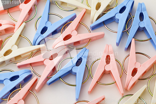 Image of Heap of colorful clothespin