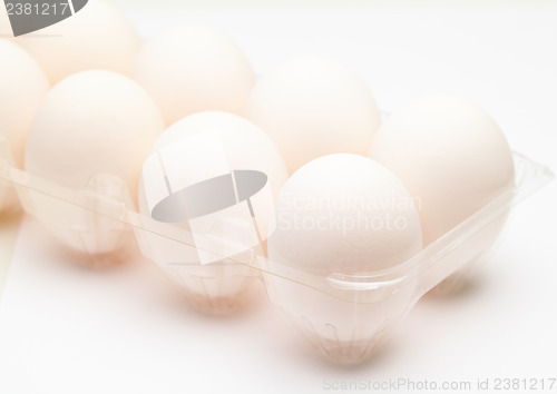 Image of White egg in plastic container