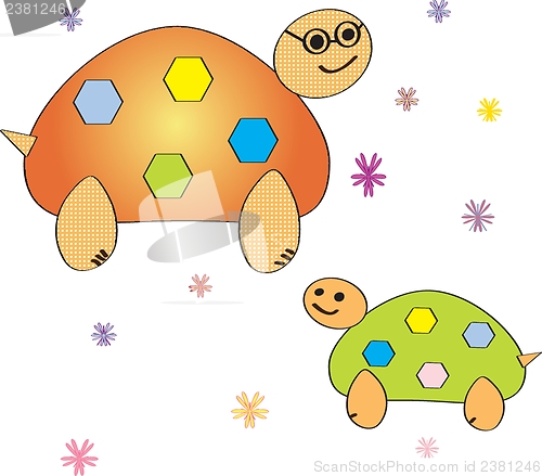 Image of Cartoon turtle. Coloring book. Vector illustration.