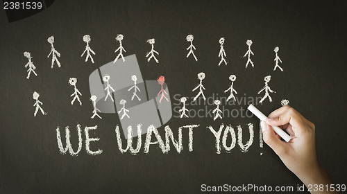 Image of We want you chalk drawing