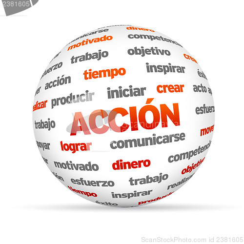 Image of 3d Action Word Sphere (In Spanish)