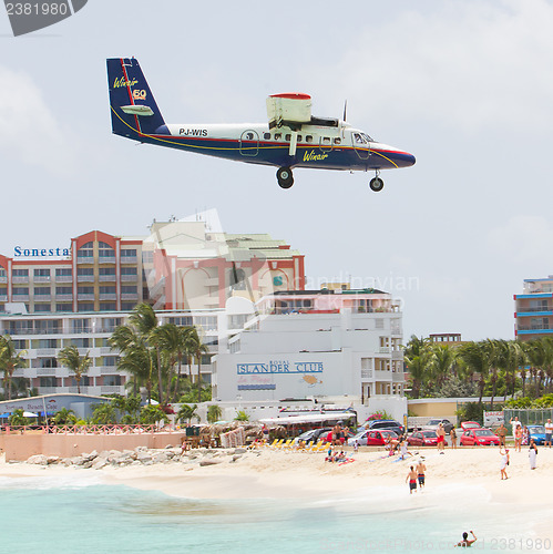 Image of PRINCESS JULIANA AIRPORT, ST MAARTEN - July 19, 2013: Airplane l