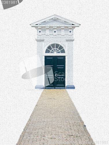 Image of Computer generated drawing of an entrance of an old church