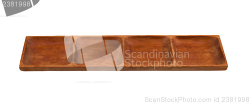 Image of Long wooden bowl isolated