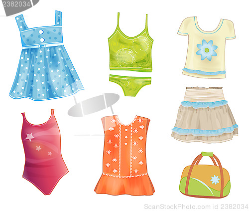 Image of set of summer clothes for girls