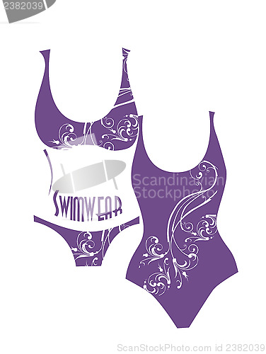 Image of silhouette of bikini with floral design