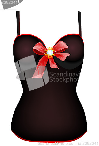 Image of seductive vintage corset with red ribbon