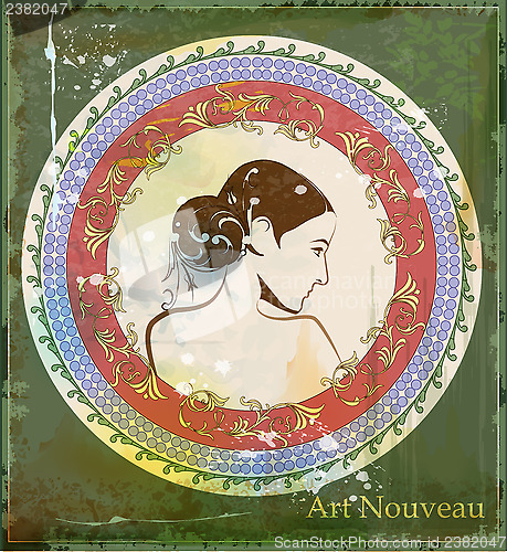 Image of portrait of beautiful girl in art nouveau style