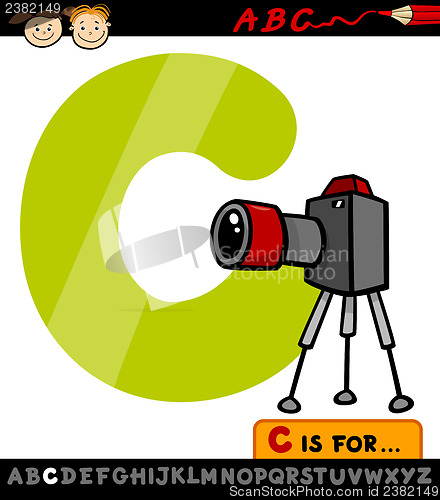 Image of letter c with camera cartoon illustration