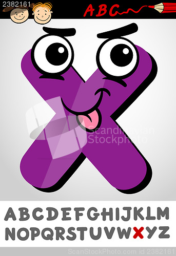 Image of funny letter x cartoon illustration