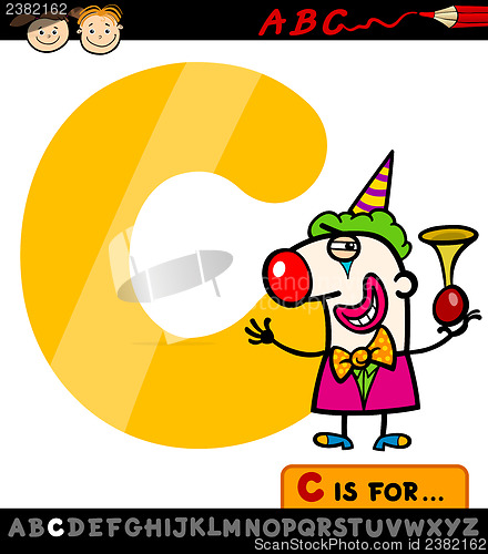 Image of letter c with clown cartoon illustration