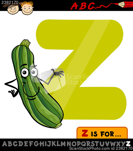 Image of letter z for zucchini cartoon illustration