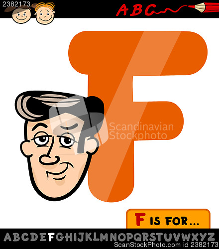 Image of letter f with face cartoon illustration