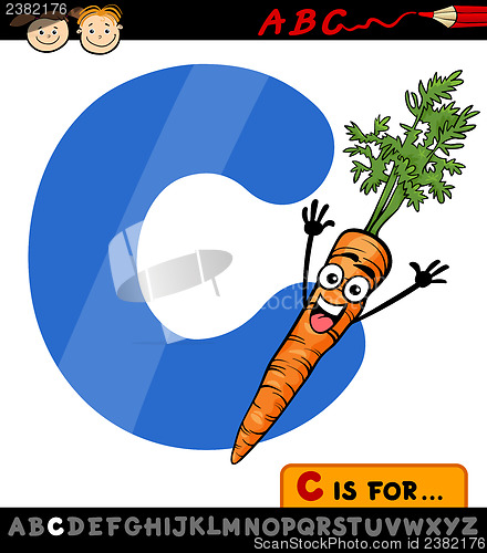 Image of letter c with carrot cartoon illustration