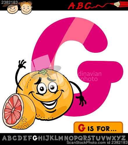 Image of letter g with grapefruit cartoon illustration