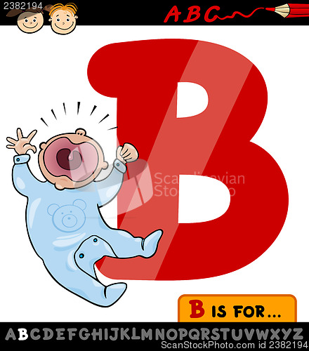 Image of letter b with baby cartoon illustration