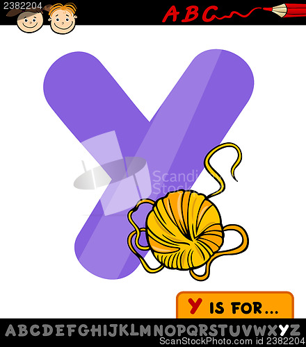 Image of letter y with yarn cartoon illustration