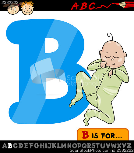 Image of letter b with baby cartoon illustration