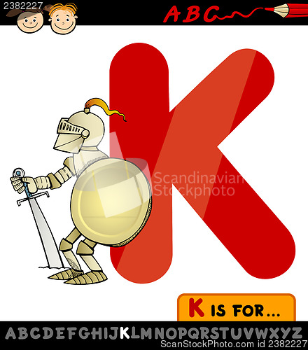 Image of letter k for knight cartoon illustration