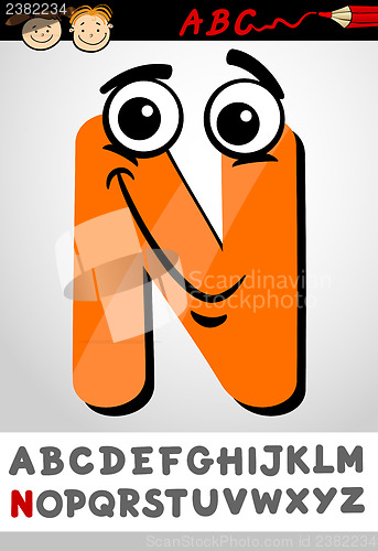 Image of funny letter n cartoon illustration