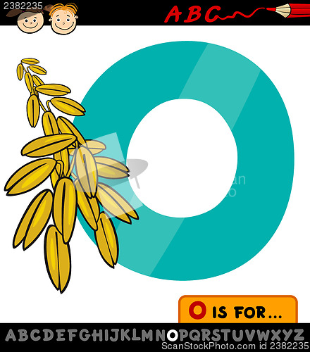 Image of letter o with oat cartoon illustration