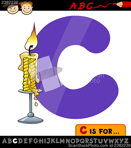 Image of letter c with candle cartoon illustration