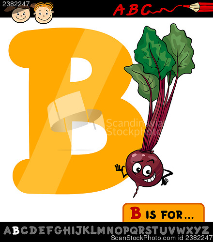 Image of letter b with beet cartoon illustration