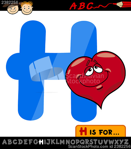 Image of letter h with heart cartoon illustration