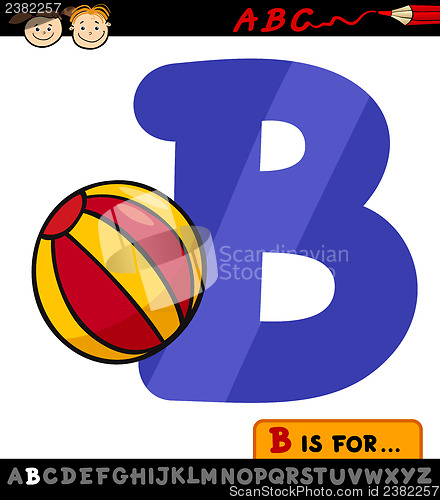 Image of letter b with ball cartoon illustration