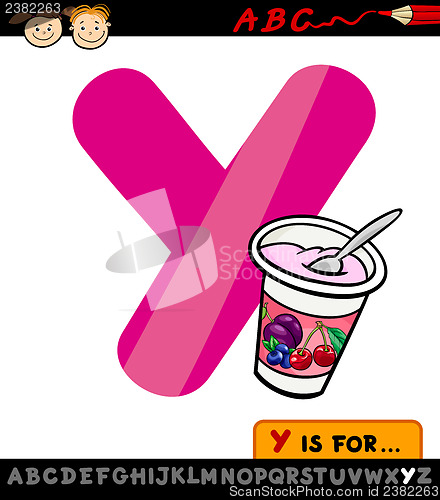 Image of letter y with yogurt cartoon illustration