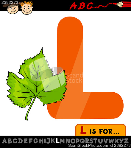 Image of letter l with leaf cartoon illustration