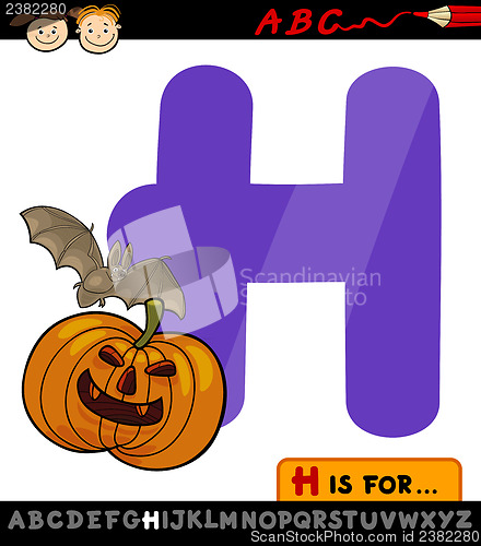 Image of letter h for halloween cartoon illustration