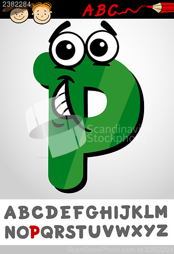 Image of funny letter p cartoon illustration