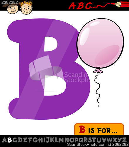 Image of letter b with balloon cartoon illustration