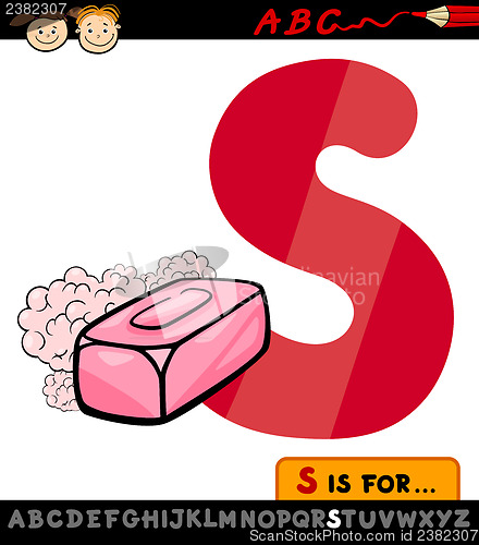 Image of letter s with soap cartoon illustration