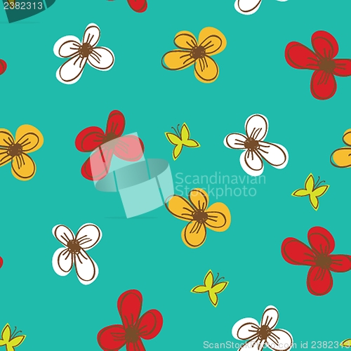 Image of Seamless pattern with abstract hand drawn flowers