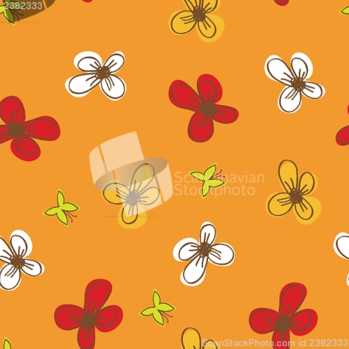 Image of Seamless pattern with abstract hand drawn flowers