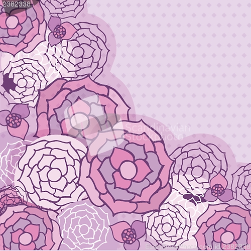 Image of Lace frame on blue floral background. Vintage vector illustration